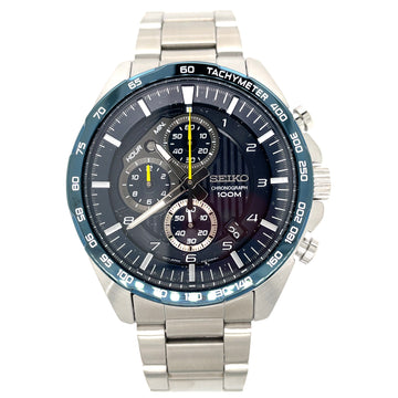 Men's Stainless Steel Chronograph Blue Dial Watch